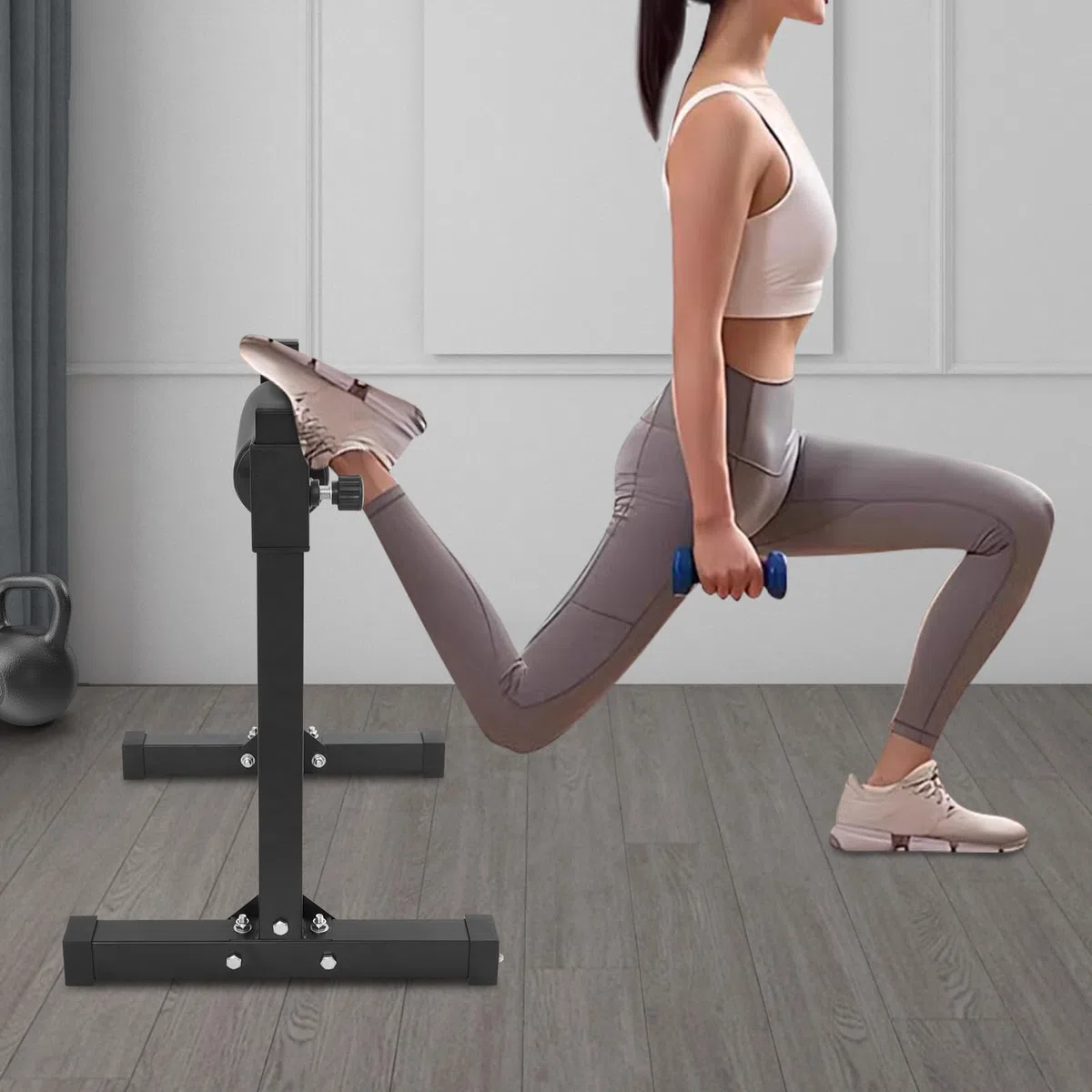 Split Squat Stand Höhenverstellbarer Einbein-Kniebeugenroller für bulgarische geteilte Kniebeugen, 1 Bein-Lunge für Körpergewicht oder Hantel, 61,2 x 56,7 x 67,3 cm