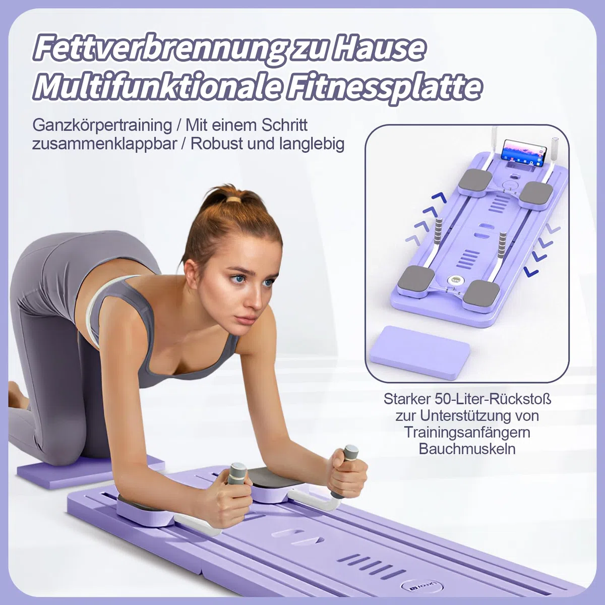 Multifunktional Bauchtrainer Bauchroller Board,Pilates Board Trainingsgeräte für zuhause,Automatisches Rebound Bauchmuskeltrainer Mit Widerstandsband