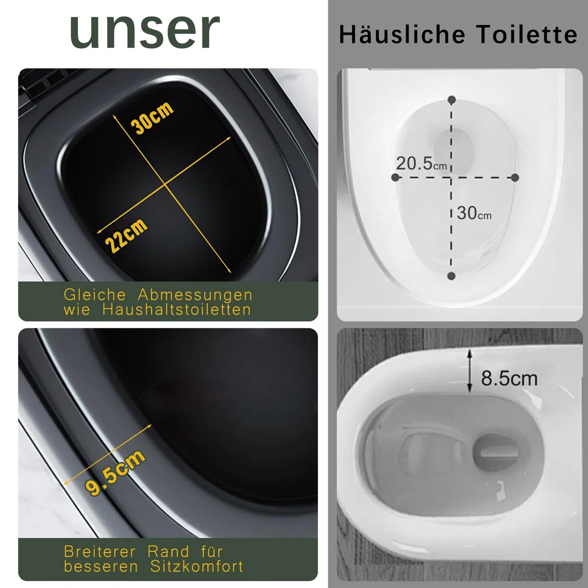 Faltbare Campingtoilette XXL, Mobile Camping Toiletten 40cm Hohe mit 20pc Müllbeutel, Große Campingklo für Camping, Wandern, Reisen, Wohnmobil, Garten