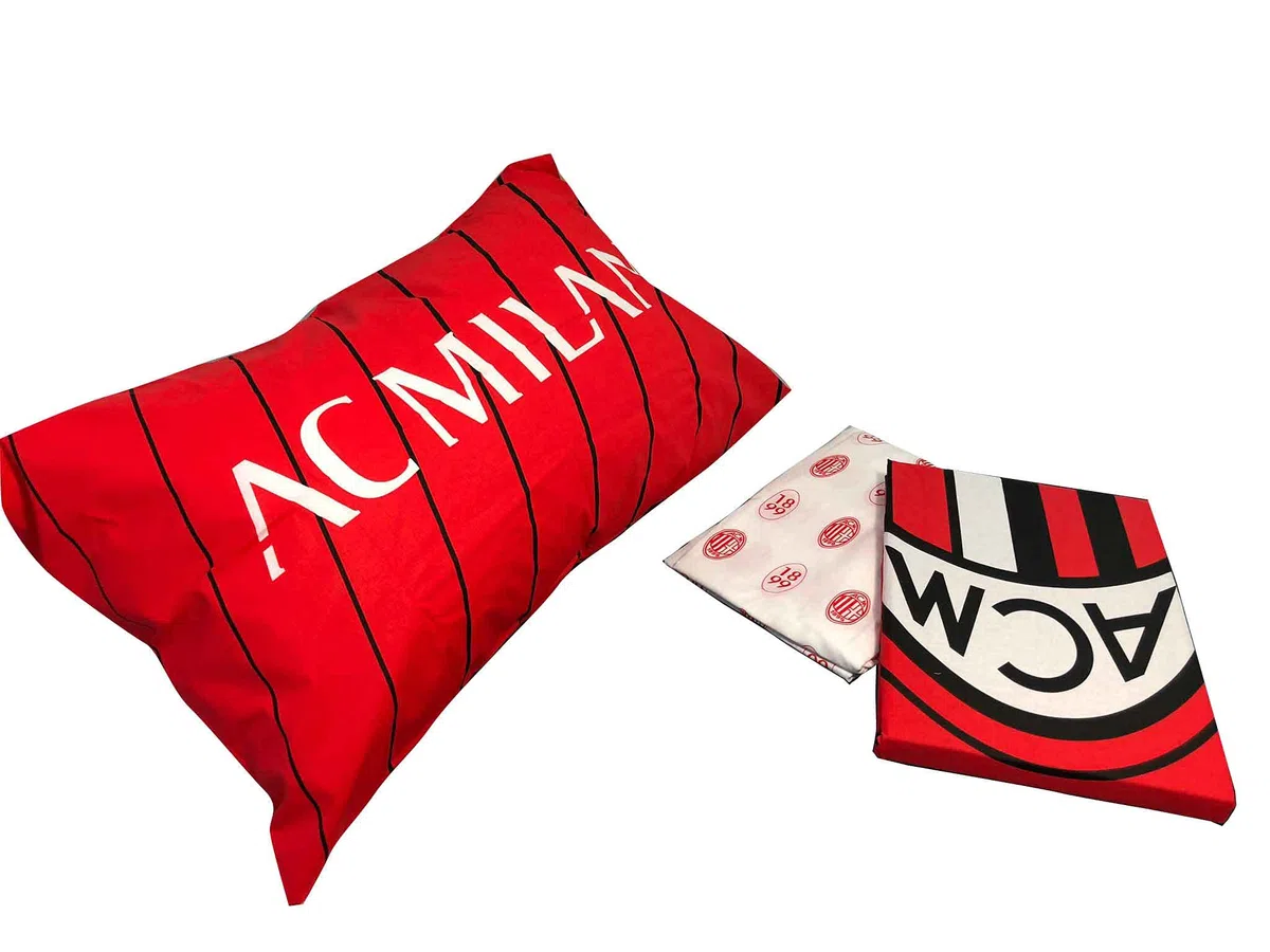 AC Milan A.C. Milan hermet 1 halbes Bettlaken-Set, 100% Baumwolle, rot schwarz