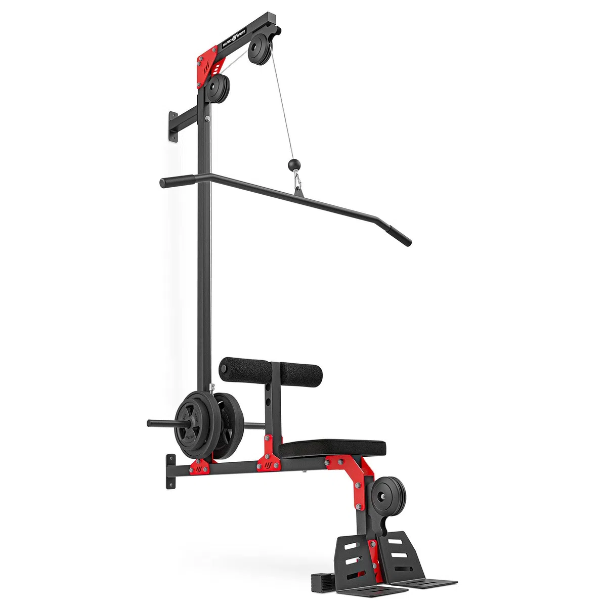 Marbo Sport - Latzug Station, Klimmzugstange Hantelbank - Kraftstation für Zuhause - LAT-Machine MH-W102 2.0 - Sportgeräte Fitnessgeräte für Zuhause - Kabelzugstation Kabelturm Homegym Trainingsgeräte
