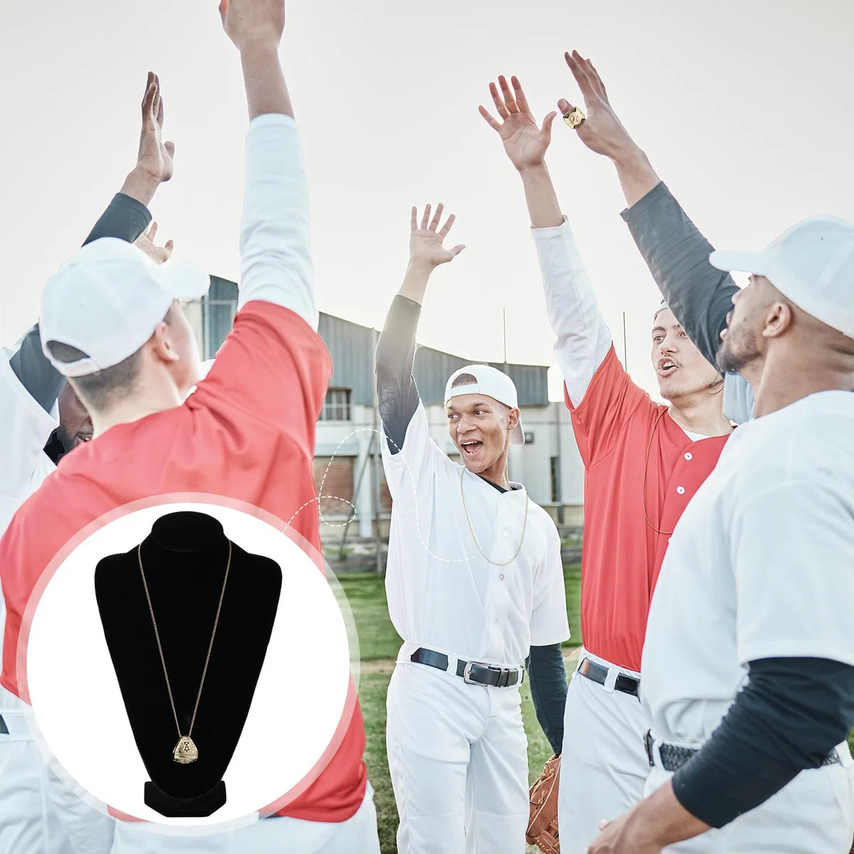 Landical 12 Stück Baseball-Meisterschaftsringe, Ballspiele, Meisterschaft, Trophäenringe, Sportball, Auszeichnungsgeschenk mit Display-Hals-Kette und Ständer für Turnier oder Champion-Sieger