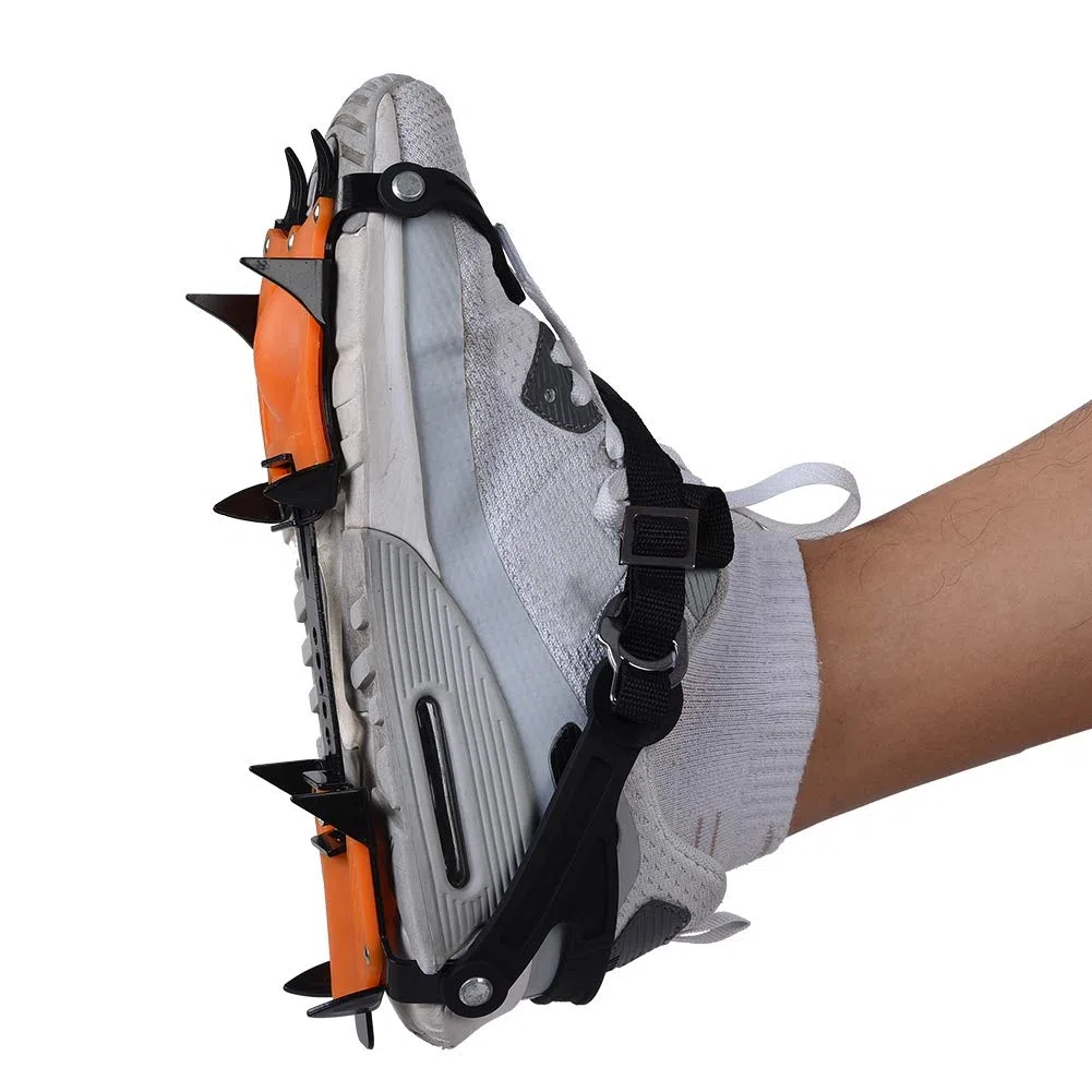 Erwachsene Steigeisen mit 10 Manganstahl Zähne, Verstärke Eisspikes, Verschleißfest Spikes Schuhkrallen, für Winter High Altitude Wandern Bergsteigen auf EIS Schnee Gletscher