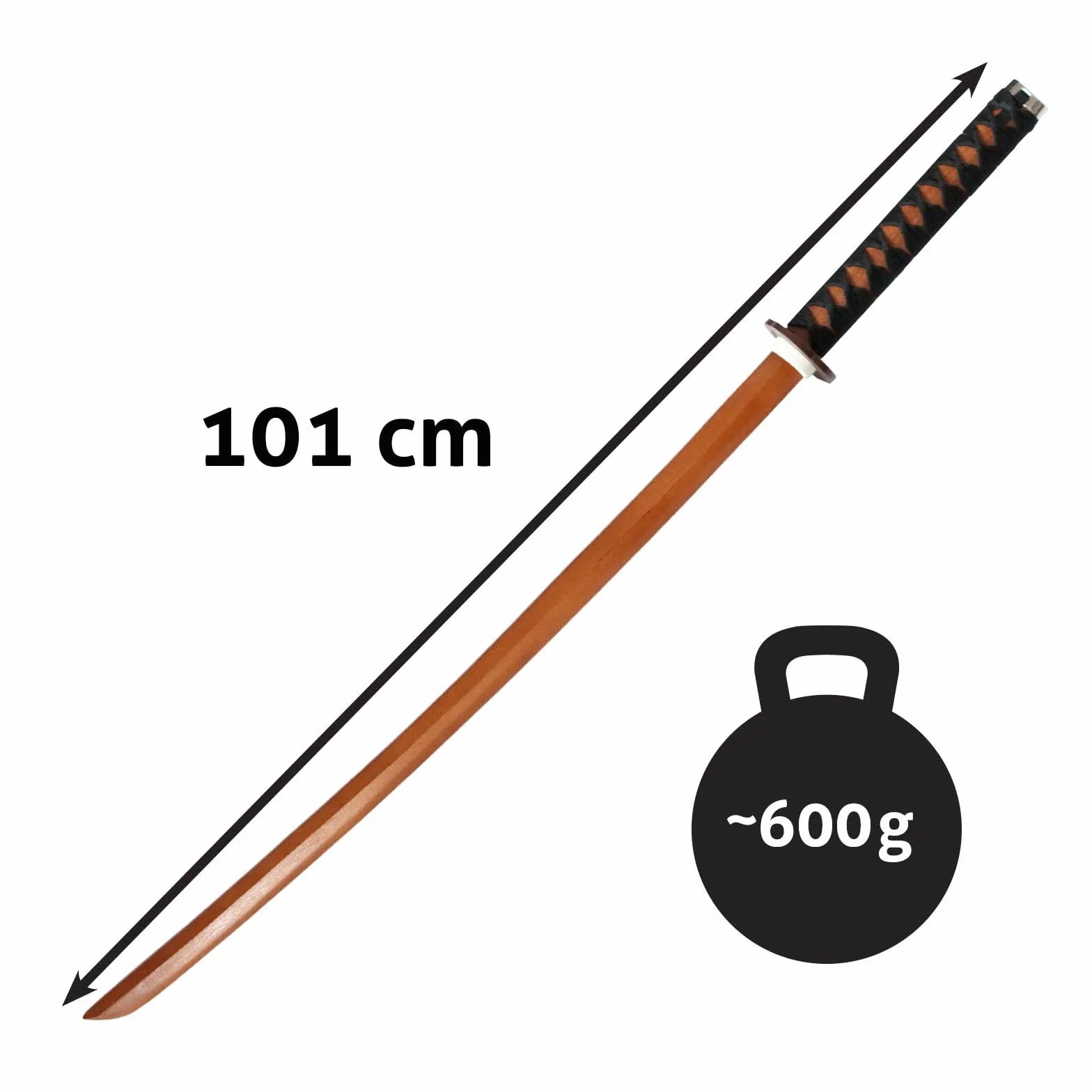 DEPICE Set Bokken Buche Seilgriff inkl. Saya, ca. 101 cm, Gewicht 600 g, echte Buche, passende Saya, inklusive Schnürung, Iaido Aikido
