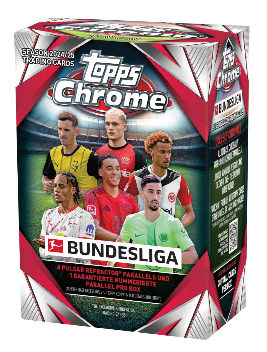 Topps Chrome Bundesliga Season 2024/25 Fussball Vorteilsbox - 7 Packungen pro Box - 4 Karten pro Packung