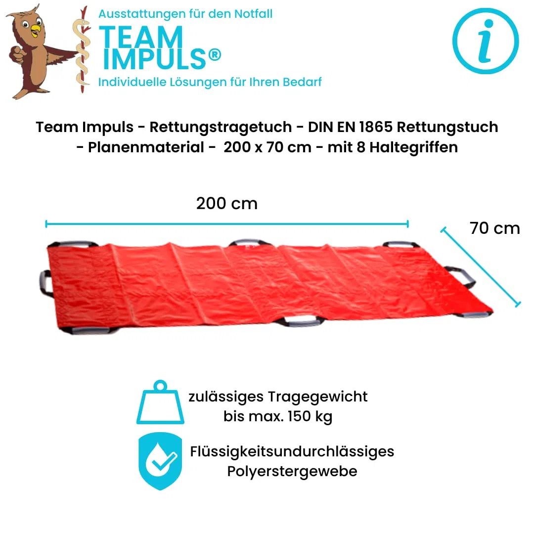 Tragetuch DIN EN 1865 Rettungstuch Plane Bergetuch bis 150kg für Feuerwehr und Rettungsdienst