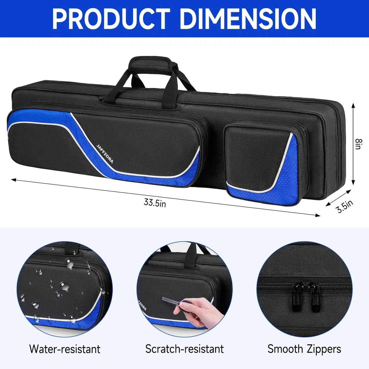 Billardqueue-Tasche für 4 x 5, Pool-Stick-Tragetasche für 4 Hintern und 5 Schäfte, Billardqueue-Tasche mit 14 Taschen und Schultergurten