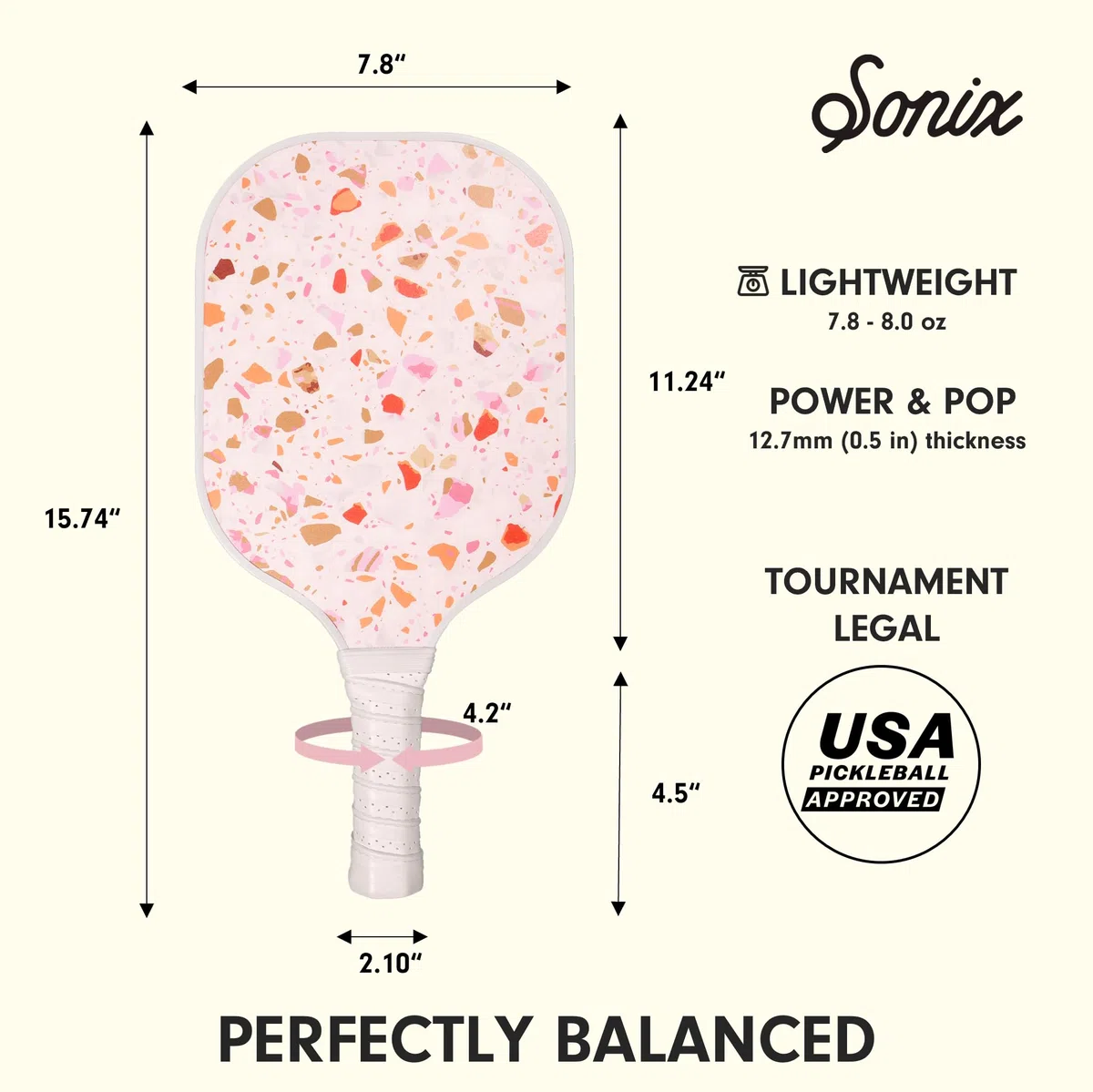 Sonix Pickleball-Paddel mit 2 Schlägern, 4 Bällen und Tasche mit Fiberglas-Oberfläche, USAPA-genehmigt