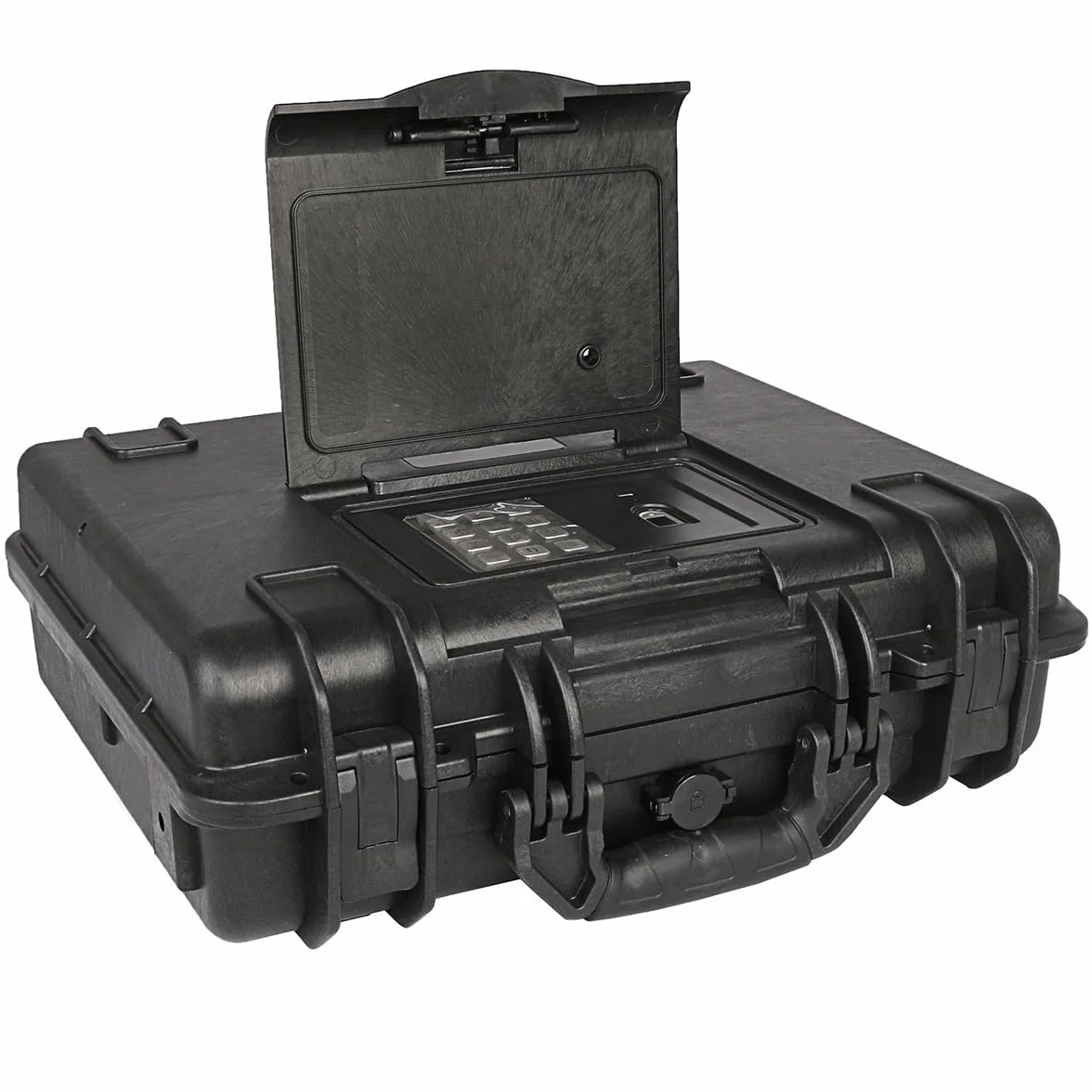 Qisan Waffentresore für Pistolen Tragbare Safe LockBox, Wasserdicht Sicherheitsbox Anti Diebstahl，Safe LockBox mit Schlüsselschloss und digitalem Passwort，Stahldr，mit Kabel